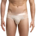 Herren Slips in Champagner-Farbe mit Herzmuster und atmungsaktiven Seitenteilen aus Mesh - M / Hautfarben