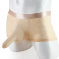 Men's breathable boxer briefs with heart jacquard and extended physiological pouch design - M / Nude