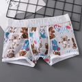 Herren-Boxershorts in Hellgrau mit bunten Bären- und Zebradrucken aus weichem Strick - M / Grauer Bär