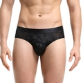 Dünne schwarze Herrenslips mit Herz-Jacquard-Muster und grafischem 520-Aufdruck - M / Schwarz
