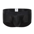 Schwarze Boxer-Shorts für Herren aus seidigem Nylon-Spandex-Mix mit breitem Bund - S / Schwarz