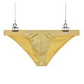 Men's low rise briefs in metallic gold finish with wide elastic branded waistband - S / Yellow