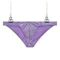 Men's low-waist briefs in purple with metallic finish fabric and wide elastic waistband - S / Purple