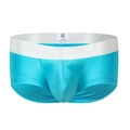 Sky blue men's low-rise boxer briefs with white elastic waistband and nylon texture - S / Sky Blue