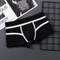 Men's athletic boxer briefs featuring a modern black and white color contrast design - M / Black