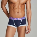 Men's low-rise contrast boxer briefs in navy blue with elastic stripe waistband - M / Dark Blue