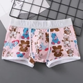 Rosa Boxershorts für Herren mit bunten Cartoon-Bären und Zebra-Tiermustern - M / Rosa Bär
