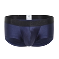 Men's low-rise dark blue knit boxer briefs with a black elastic lettered waistband - S / Sapphire Blue