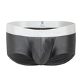 Men's low-rise knit boxer briefs in dark grey with a wide white elastic waistband - S / Gray