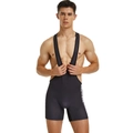 Dunkelgraues Herren Kompressions-Ringer-Singlet mit athletischem Seitenprint - M / Schwarz