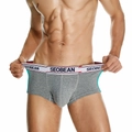 Men's sexy low-rise boxer briefs with side stripes and elastic logo waistband - M / Light Heather Grey