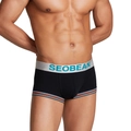 Boxer da uomo neri a vita bassa con bordi a righe e fascia elastica grigia in vita - M / Nero