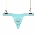 Light blue men's low-rise thong with breathable pouch design on a white background - S / Sky Blue