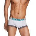 Boxer da uomo bianchi a vita bassa con elastico logato e bordi gamba a strisce - M / Bianco