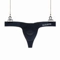 Men's breathable low-rise black thong with elastic waistband and pouch design - S / Black