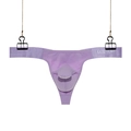Light purple men's low rise T-back thong with a wide elastic waistband and contoured pouch - S / Purple