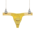 Men's breathable low-rise thong featuring a vibrant yellow color and ergonomic bulge pouch - S / Yellow