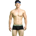Boxer de sport taille basse pour hommes noir avec ceinture élastique rayée orange et verte - M / Noir