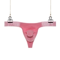 Pink low-rise men's G-string with breathable elephant pouch and logo waistband - S / Pink
