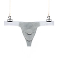 Men's breathable grey T-back thong with wide elastic waistband and 3D pouch design - S / Gray