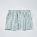 Dettaglio dei boxer a quadretti blu e beige con elastico in vita e trama di cotone - M / Quadri Blu e Grigio