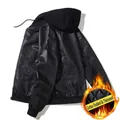 Blouson motard homme en cuir PU à capuche avec doublure matelassée épaisse - M / Noir (Rembourré)