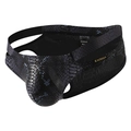 Men's sexy grey snakeskin print briefs with high-stretch fabric and low-waist cut - S / Black Leather