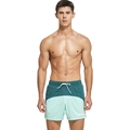 Men's athletic shorts featuring dark and mint green colorblock design with white drawstring - M / Dark Green And Turquoise