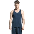Ensemble de sport pour hommes en coton modal bleu marine avec débardeur et pantalon - M / Débardeur (Bleu)