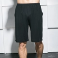 Camiseta de modal negro para hombre, top casual holgado de verano con cuello redondo suave - Pantalones Cortos de Cinco Puntos (Negro)