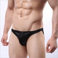 Men's low-rise black bikini underwear in glossy nylon fabric with 3D contoured fit - L / Black
