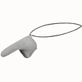 Detailed close-up of grey men's C-string thong with elastic pouch and black string - Gray