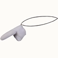 Detailed view of white elephant nose pouch thong with elastic strap for men - White