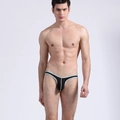 Sous-vêtement en soie glacée pour homme noir avec bordure contrastée grise élégante - M / Noir