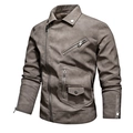 Giacca da moto da uomo grigio elefante con design asimmetrico e multi-zip - S / Cachi