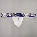 Jockstrap en soie glacée pour hommes avec poche blanche et ceinture basse à motifs bleus - M / Blanc
