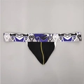 Détail de string pour hommes avec ceinture élastique à motifs et couture jaune contrastée - M / Noir