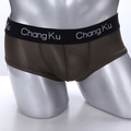 Men's breathable boxer briefs in olive green with U-convex pouch and elastic waistband - S / Dark Gray