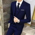 Traje de tres piezas azul marino para hombre con chaqueta chaleco y pantalones - S / Azul