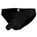 Men's sexy black briefs featuring a 3D elephant nose pouch design in high-elastic fabric - M / Black