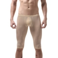 Mens thin ice silk breathable transparent mid-thigh shorts in skin tone color - M / Nude