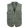 Army green multi-pocket utility cargo vest in size XL with heavy-duty canvas fabric - XL / Army Green