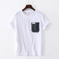 Heren T-shirt in wit met ronde hals, denim borstzak en stijlvol STYLE-label - M / Wit
