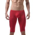 Pantalones cortos de seda de hielo rojos para hombre, corte ajustado y tela elástica - M / Rojo