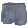 Grey ice silk boxer briefs for men with an elongated independent pouch design - Gray