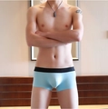 Sky blue modal boxer briefs for men with black elastic waistband and slim fit - M / Light Blue