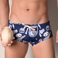 Herren Badeshorts mit Monster-Print und herausnehmbarem Schutzeinsatz für Schwimmen - S / Marineblau Cartoon Monster