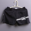 Men's black loose cotton boxer shorts with varsity girl print and elastic waistband - M / Black
