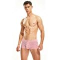Detail von rot-weiß gestreiften gewebten Boxershorts für Herren mit Gummibund - M / Rote Streifen