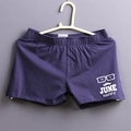 Navy blue men's loose boxer shorts with graphic print and comfortable elastic waistband - M / Royal Blue